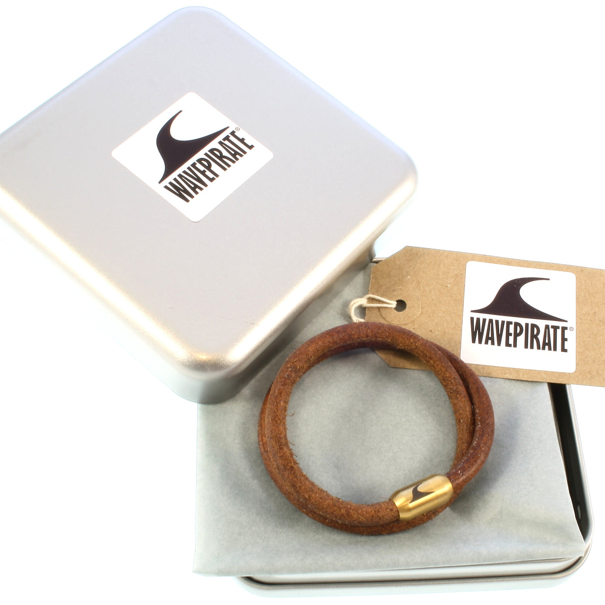 Leder-Armband-Herren-hawaii-cognac-gold-massiv-Edelstahlverschluss-geschenkverpackung-wavepirate-shop-r
