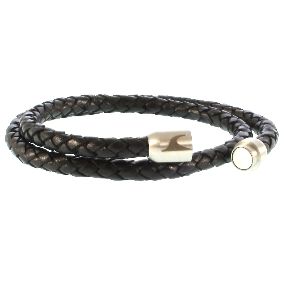 Leder-Armband-Herren-hawaii-schwarz-geflochten-Edelstahlverschluss-offen-wavepirate-shop-f