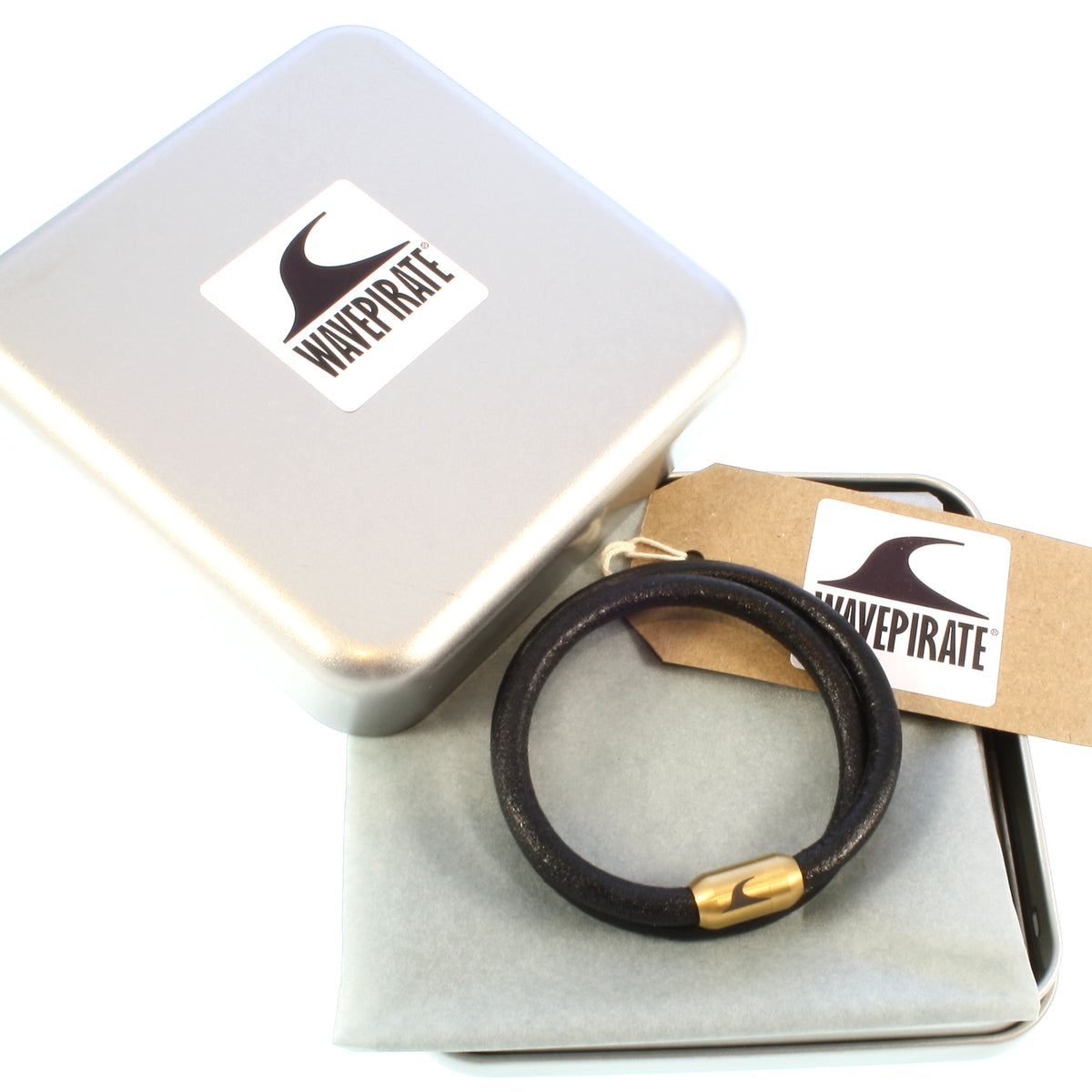 Leder-Armband-Herren-hawaii-schwarz-gold-massiv-Edelstahlverschluss-geschenkverpackung-wavepirate-shop-r