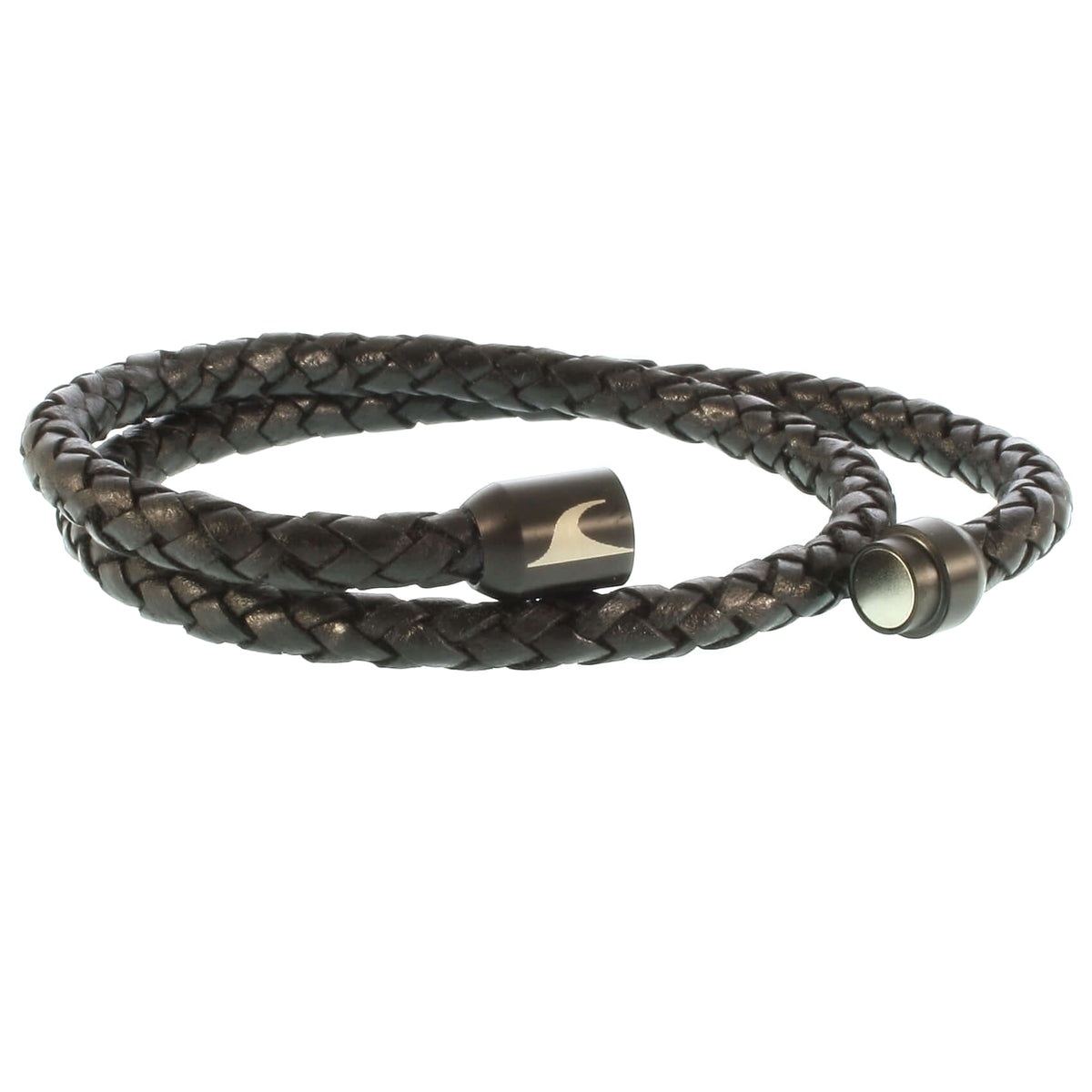 Leder-Armband-Herren-hawaii-schwarz-schwarz-geflochten-Edelstahlverschluss-offen-wavepirate-shop-f