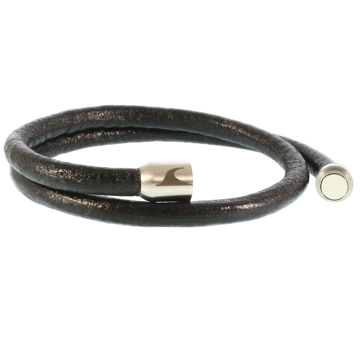 Leder-Armband-Herren-hawaii-schwarz-silber-massiv-Edelstahlverschluss-offen-wavepirate-shop-r