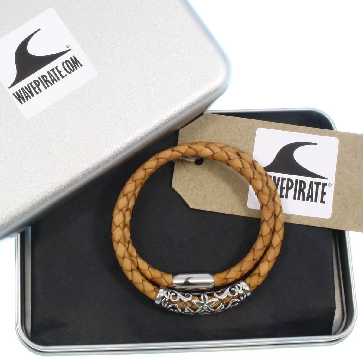 Leder-Armband-Herren-hawaii-xo-cognac-Edelstahlverschluss-geschenkverpackung-wavepirate-shop-f