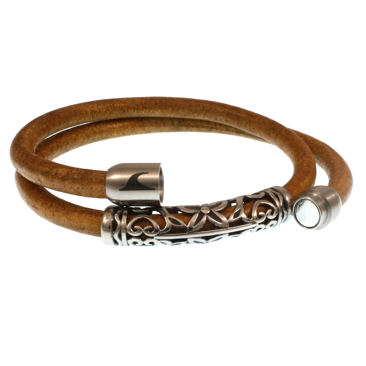 Leder-Armband-Herren-hawaii-xo-cognac-silber-Edelstahlverschluss-offen-wavepirate-shop-r