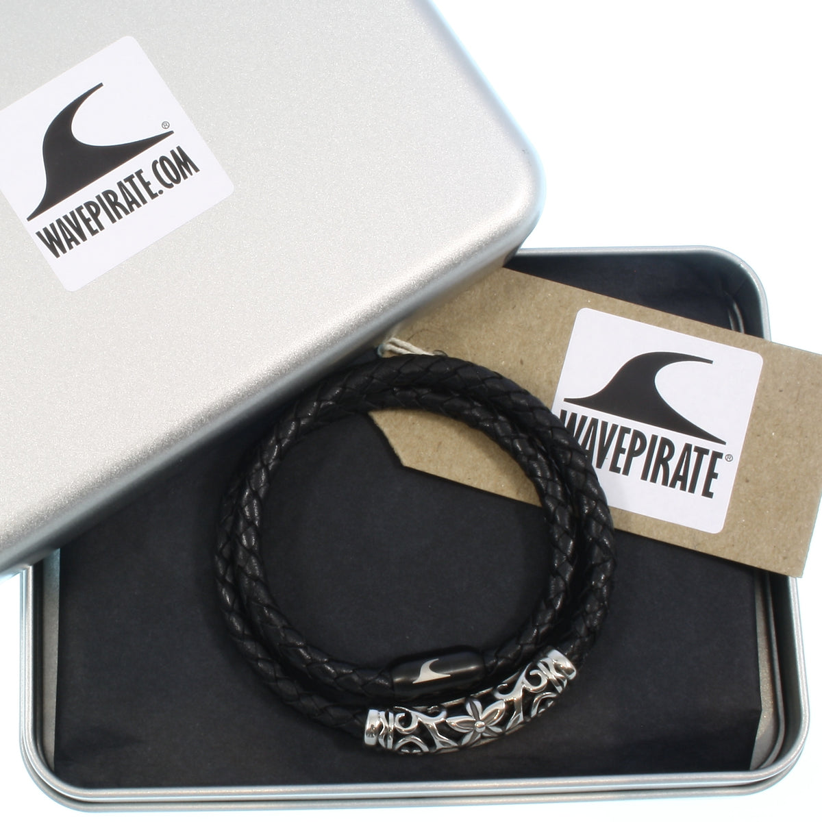 Leder-Armband-Herren-hawaii-xo-schwarz-Edelstahlverschluss-geschenkverpackung-wavepirate-shop-f