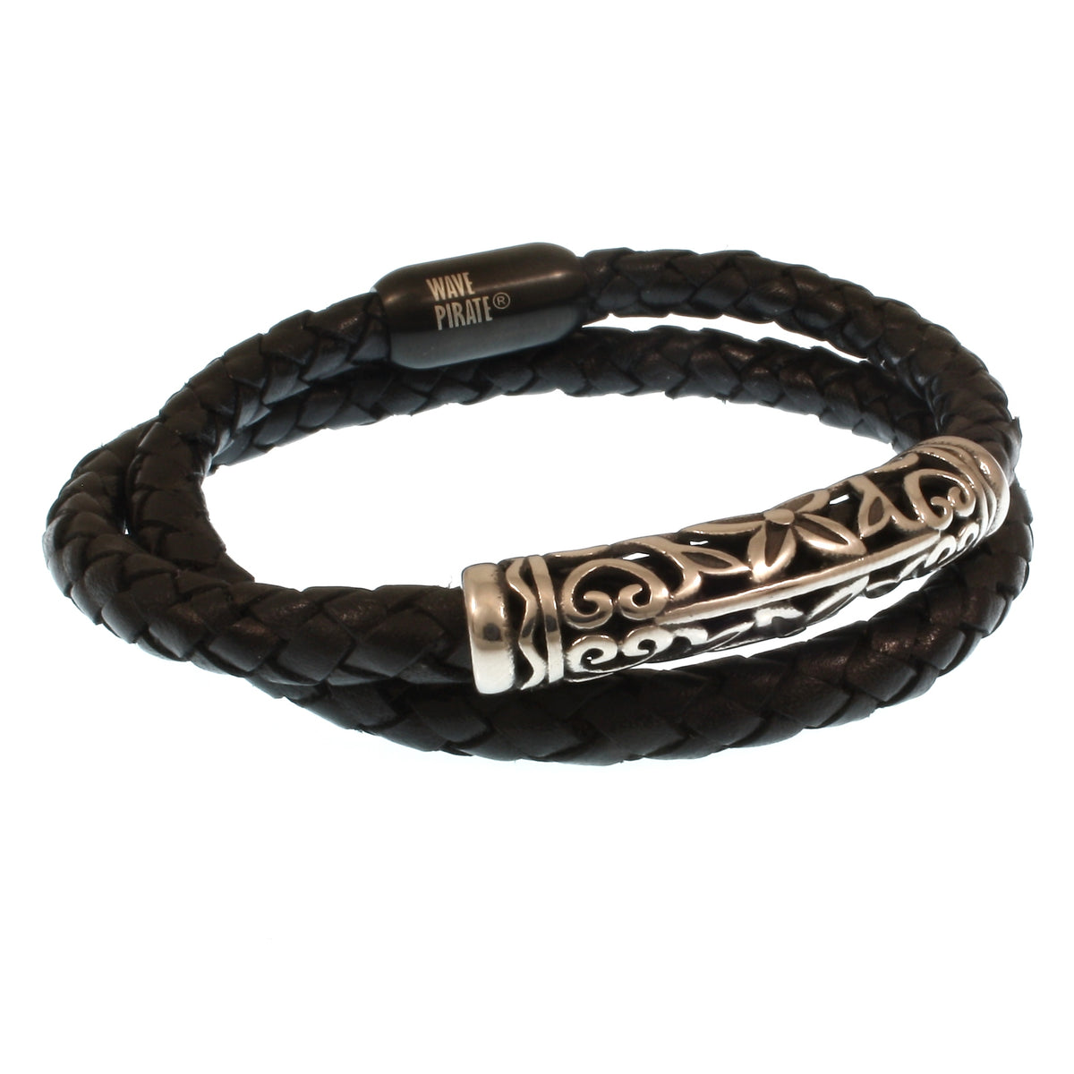 Leder-Armband-Herren-hawaii-xo-schwarz-Edelstahlverschluss-hinten-wavepirate-shop-f