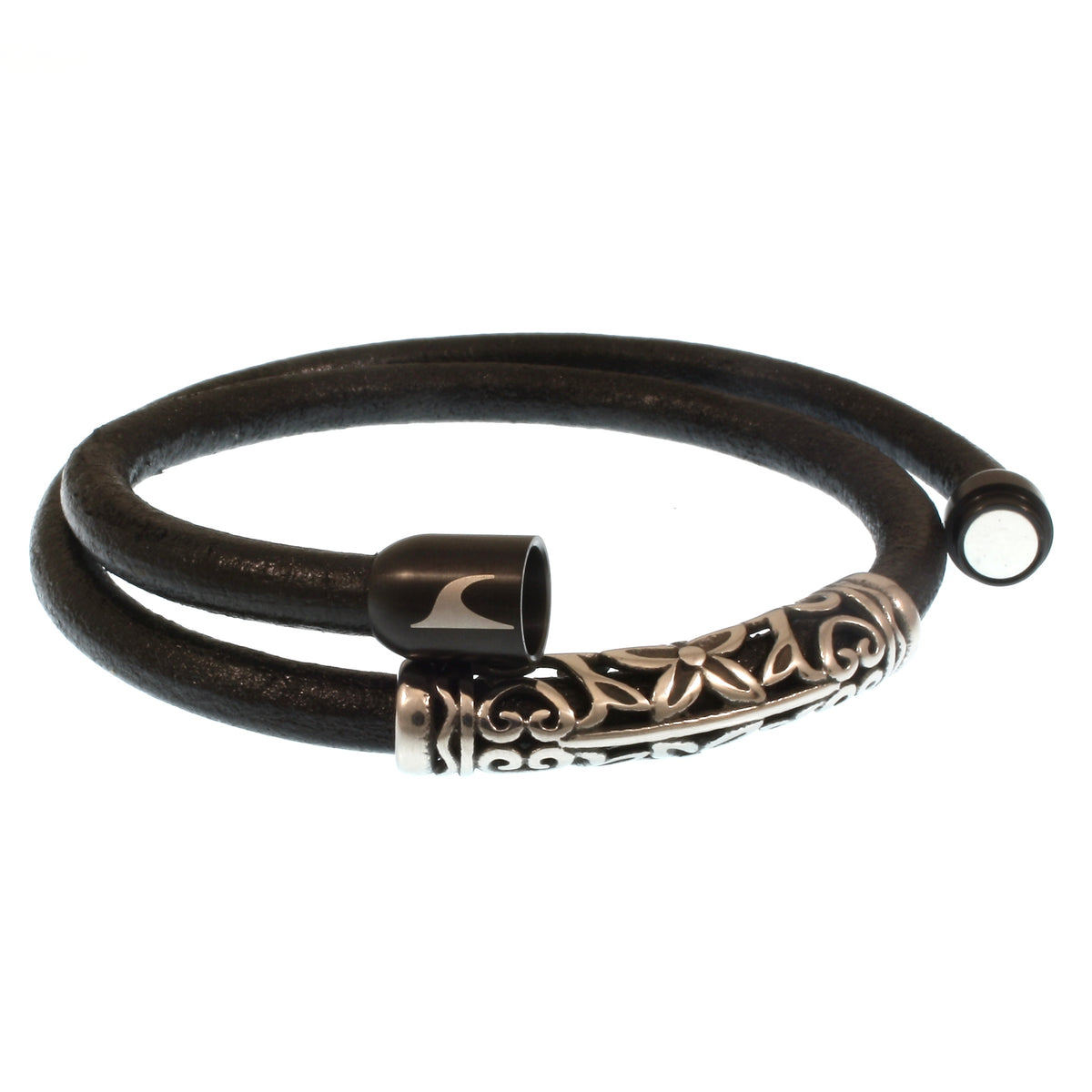 Leder-Armband-Herren-hawaii-xo-schwarz-Edelstahlverschluss-offen-wavepirate-shop-r