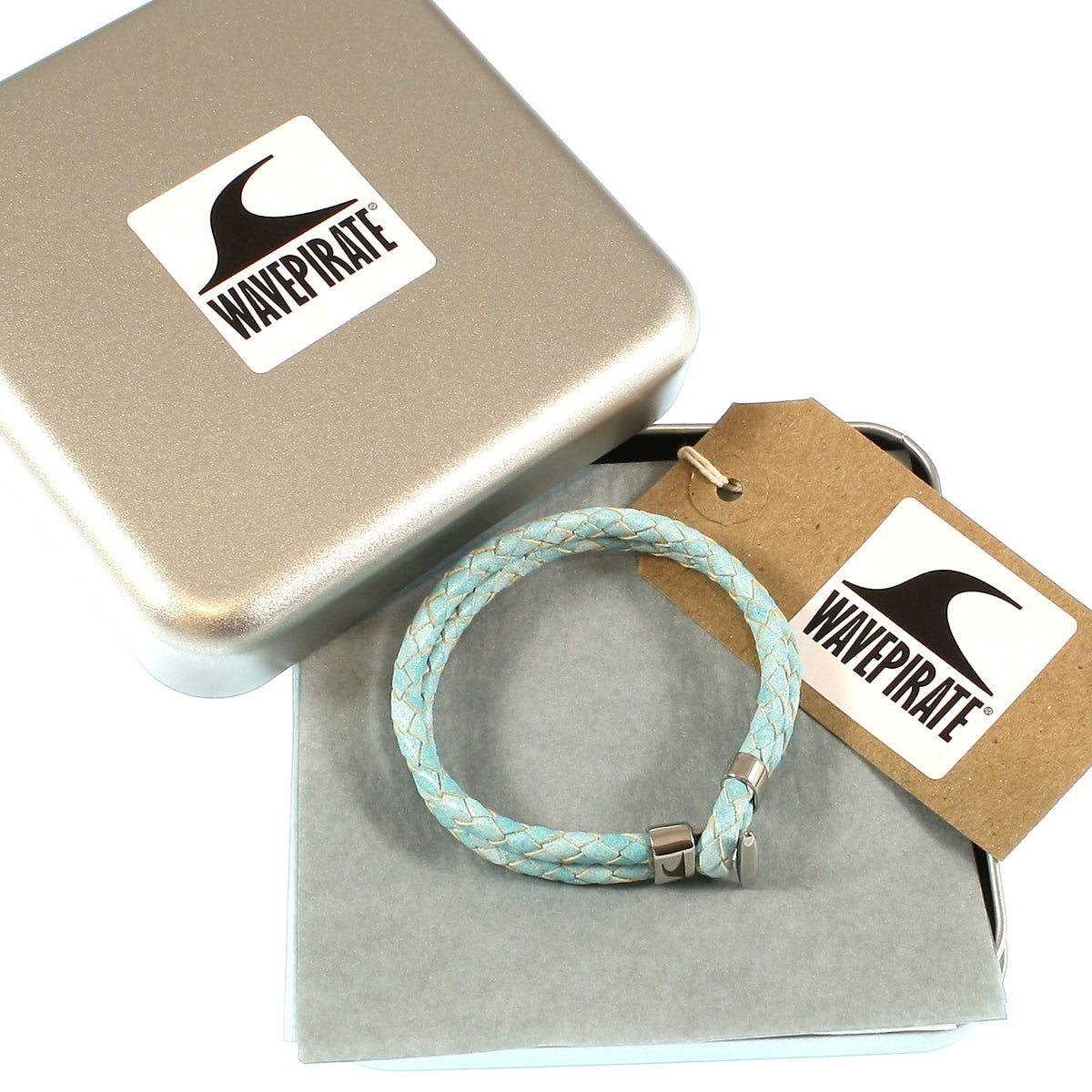 Leder-Armband-herren-Damen-Aruba-ice-blau-geflochten-Edelstahlverschluss-geschenkverpackung-wavepirate-shop-f