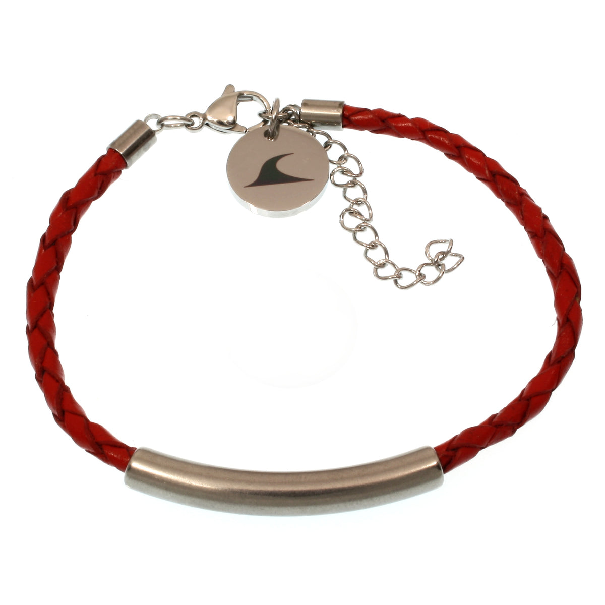 Leder-armband-Damen-curve-fusskette-rot-geflochten-Edelstahlverschluss-verstellbar-vorn-wavepirate-shop-f