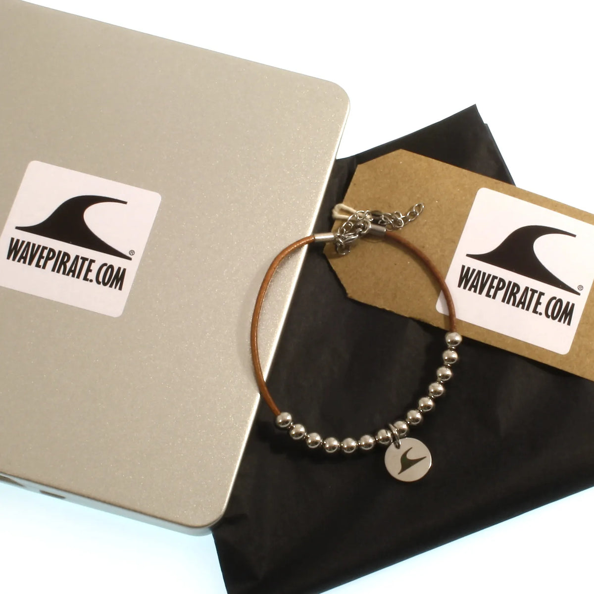 Leder-armband-Herren-damen-fusskette-aloha-cognac-Edelstahlverschluss-geschenkverpackung-wavepirate-shop-z2