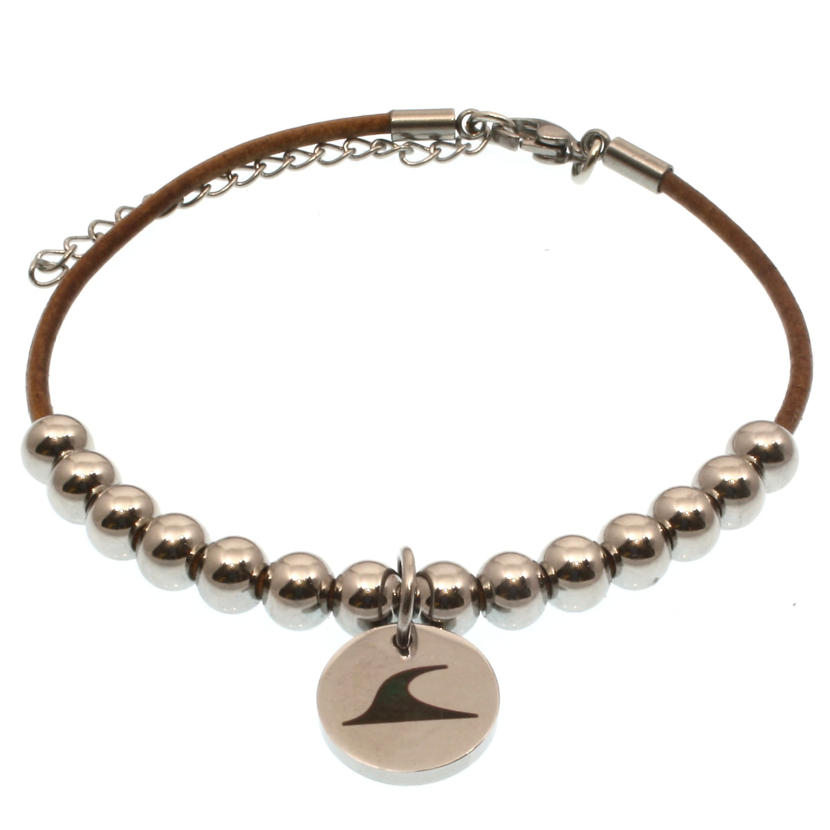 Leder-armband-Herren-damen-fusskette-aloha-cognac-Edelstahlverschluss-vorn-wavepirate-shop-z2