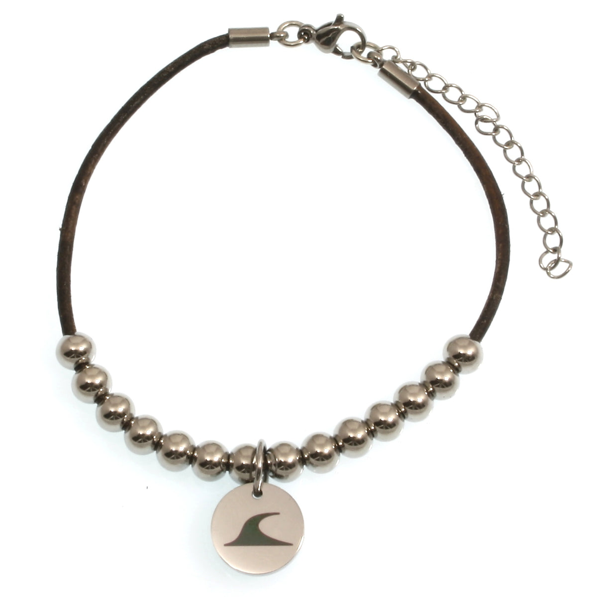 Leder-armband-Herren-damen-fusskette-aloha-dunkelbraun-Edelstahlverschluss-vorn-wavepirate-shop-z2-1
