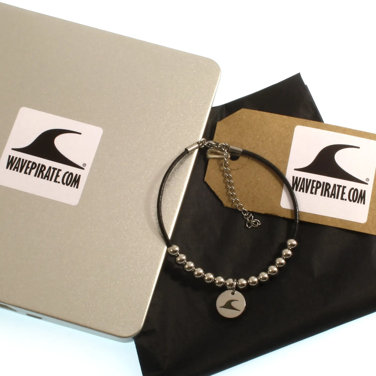 Leder-armband-Herren-damen-fusskette-aloha-schwarz-Edelstahlverschluss-geschenkverpackung-wavepirate-shop-z2