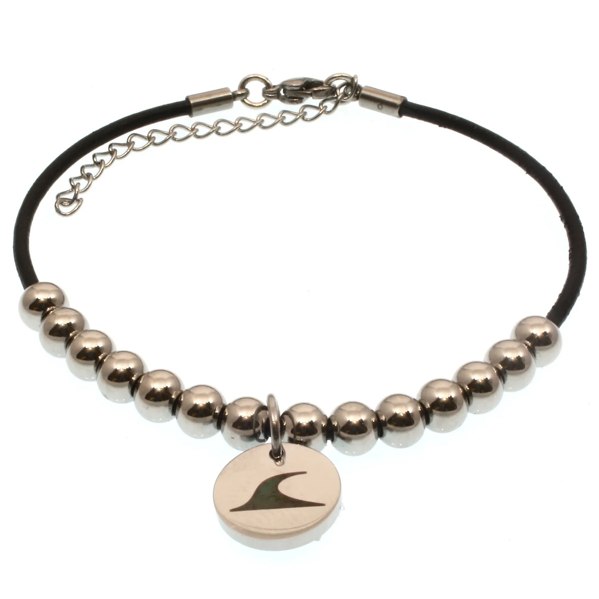 Leder-armband-Herren-damen-fusskette-aloha-schwarz-Edelstahlverschluss-vorn-wavepirate-shop-z2