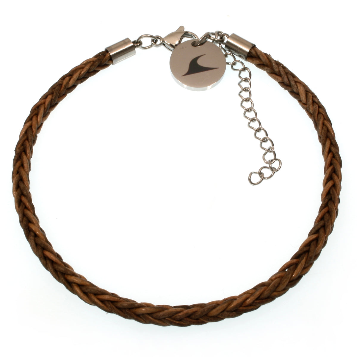 Leder-armband-Herren-damen-fusskette-breeze-cognac-geflochten--Edelstahlverschluss-vorn-wavepirate-shop-8