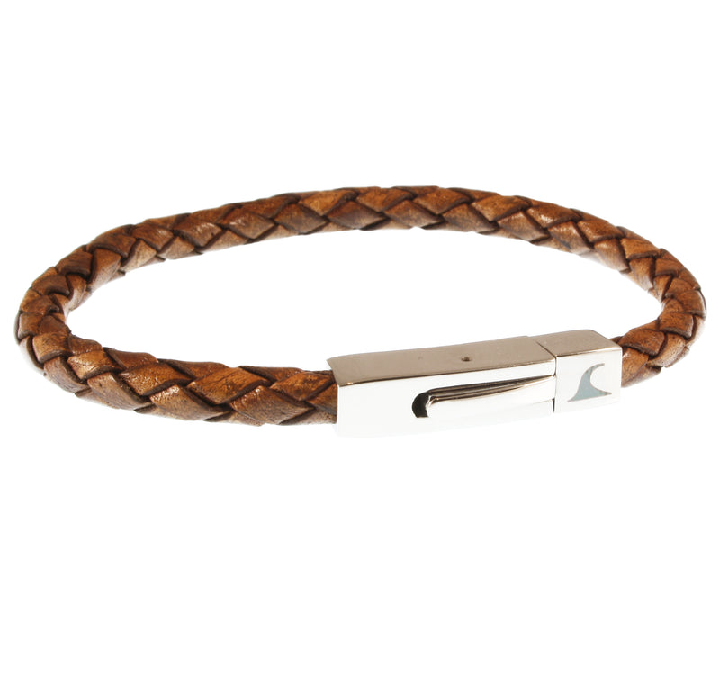 Leder-armband-Herren-damen-one-cognac-geflochten-Edelstahlverschluss-vorn-wavepirate-shop-f
