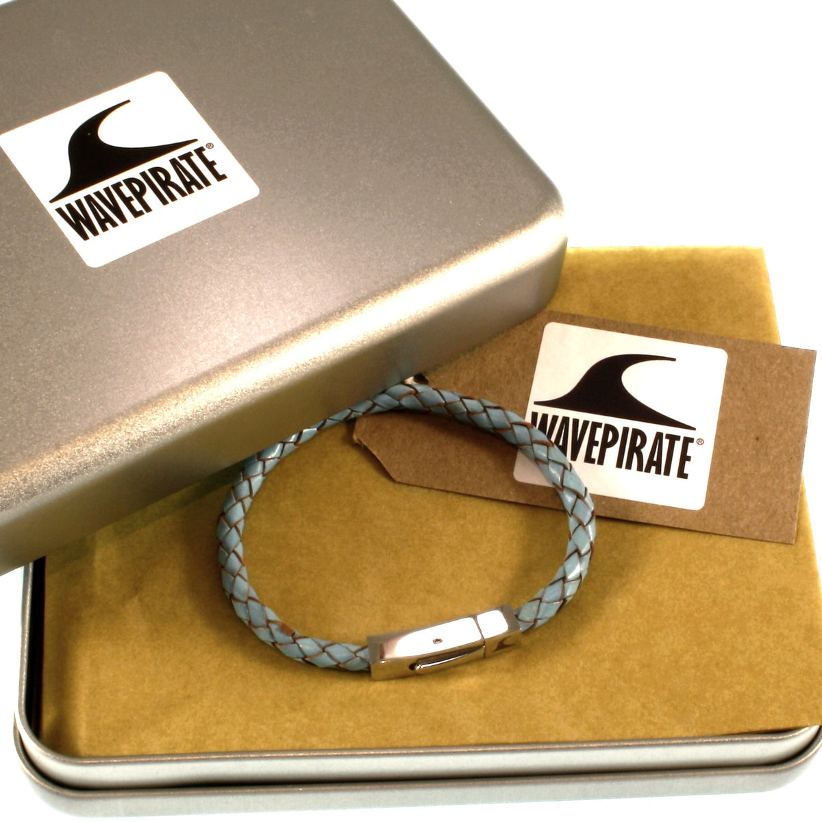 Leder-armband-Herren-damen-one-heaven-himmelblau-geflochten-Edelstahlverschluss-geschenkverpackung-wavepirate-shop-f