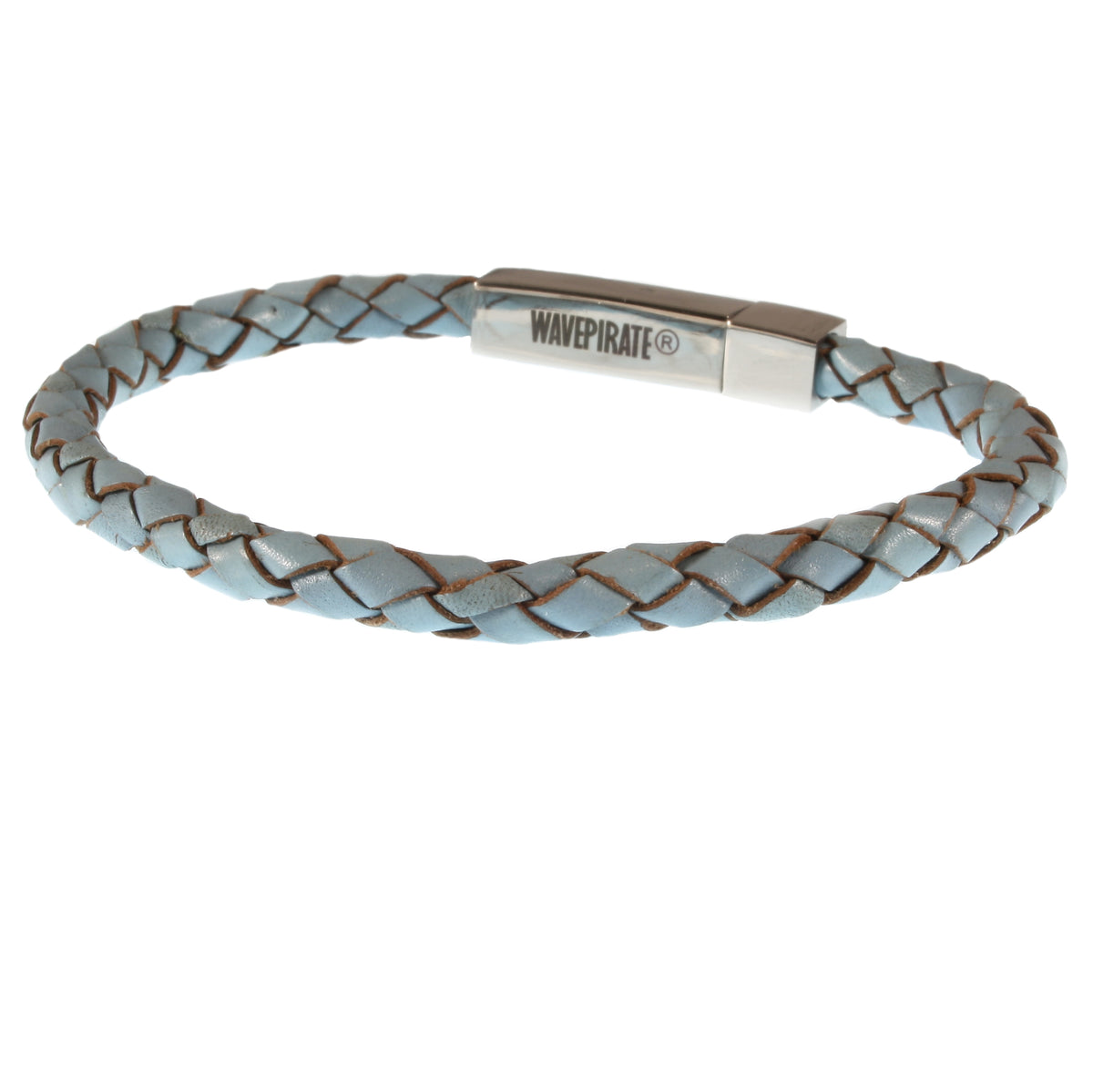 Leder-armband-Herren-damen-one-heaven-himmelblau-geflochten-Edelstahlverschluss-hinten-wavepirate-shop-f