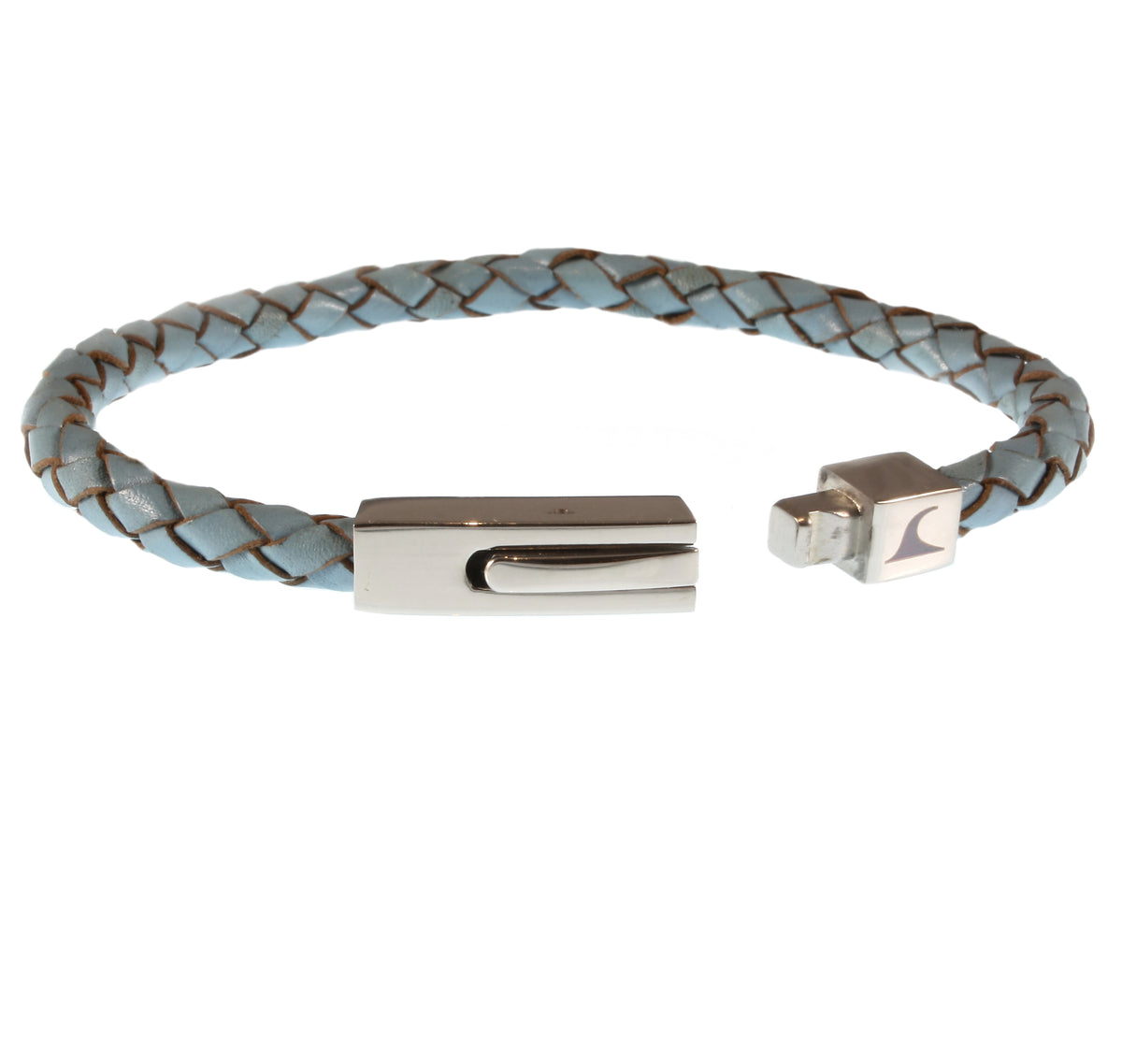 Leder-armband-Herren-damen-one-heaven-himmelblau-geflochten-Edelstahlverschluss-offen-wavepirate-shop-f