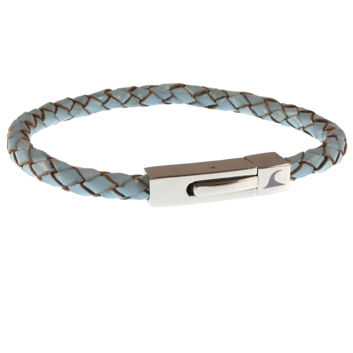 Leder-armband-Herren-damen-one-heaven-himmelblau-geflochten-Edelstahlverschluss-vorn-wavepirate-shop-f