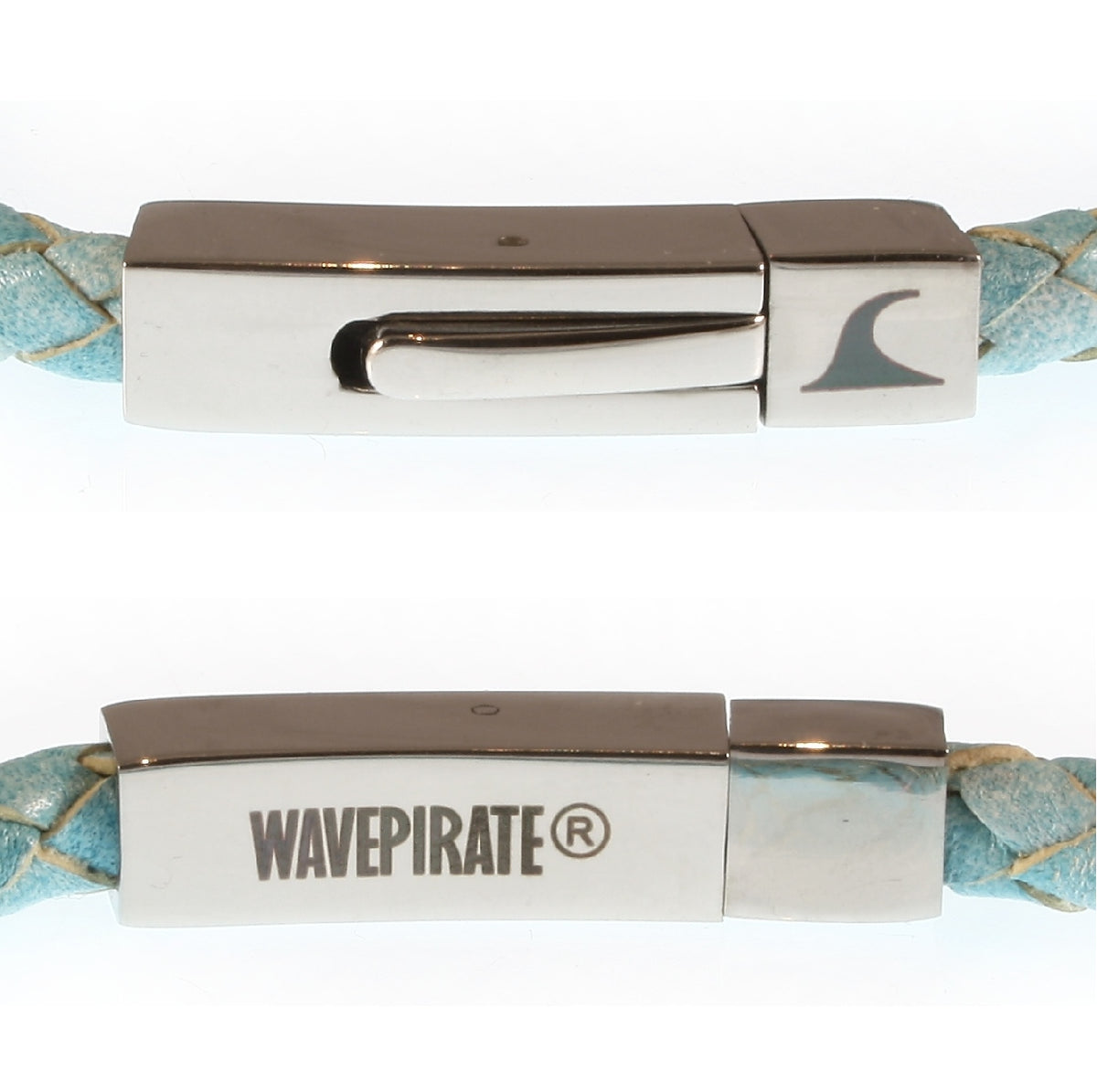 Leder-armband-Herren-damen-one-ice-hellblau-geflochten-Edelstahlverschluss-detail-wavepirate-shop-f