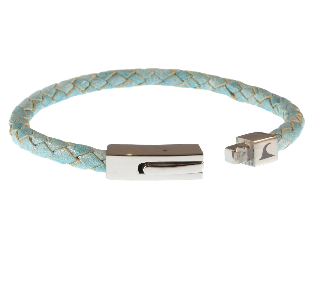 Leder-armband-Herren-damen-one-ice-hellblau-geflochten-Edelstahlverschluss-offen-wavepirate-shop-f