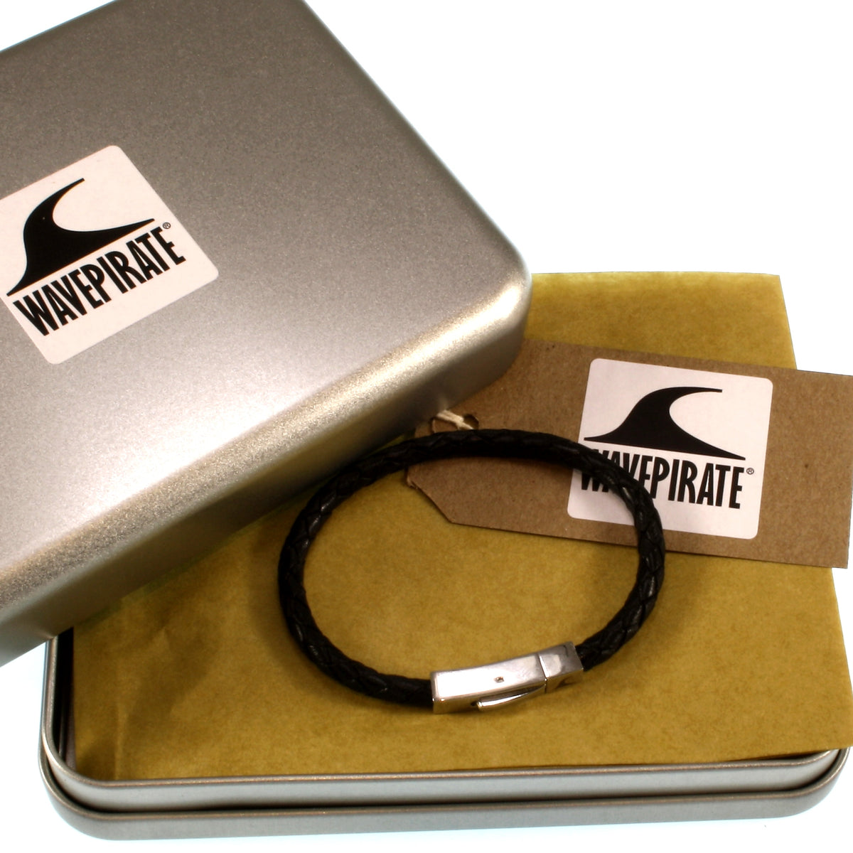 Leder-armband-Herren-damen-one-schwarz-geflochten-Edelstahlverschluss-geschenkverpackung-wavepirate-shop-f