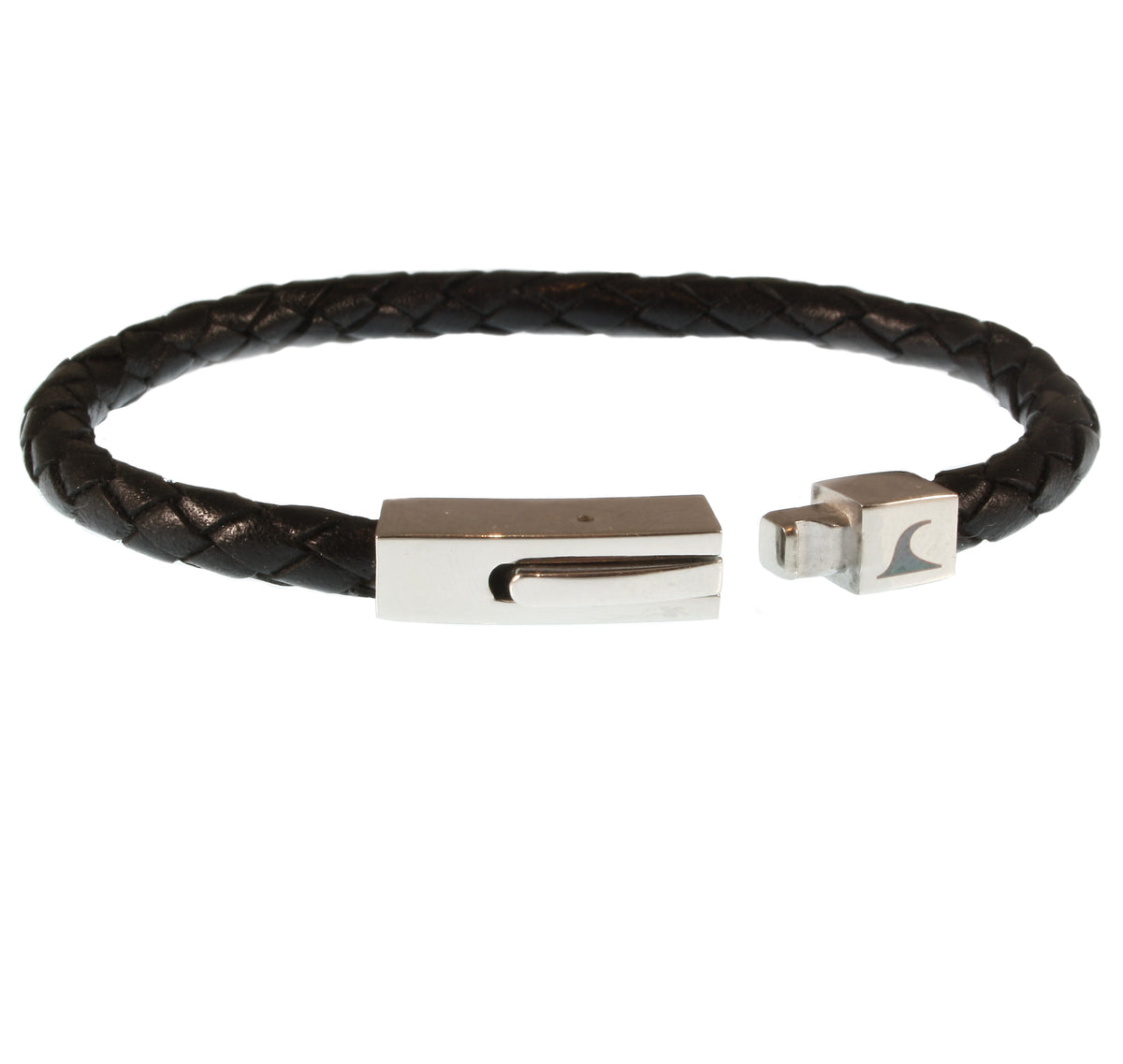Leder-armband-Herren-damen-one-schwarz-geflochten-Edelstahlverschluss-offen-wavepirate-shop-f