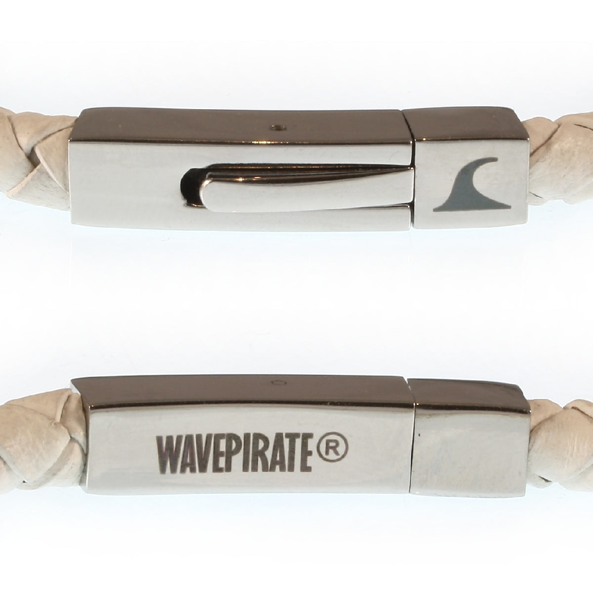 Leder-armband-Herren-damen-one-weiss-geflochten-Edelstahlverschluss-detail-wavepirate-shop-f
