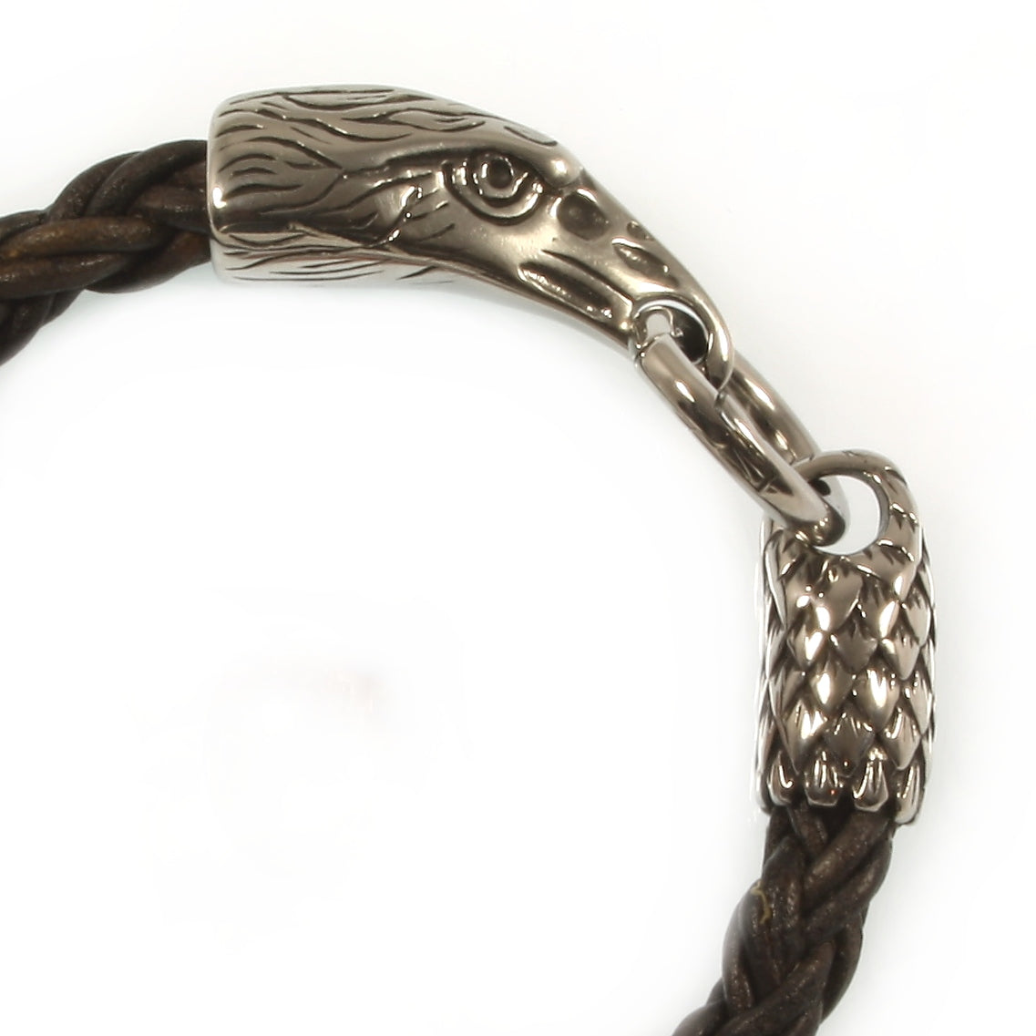 Leder-armband-Herren-eagle-adler-braun-geflochten-Edelstahlverschluss-detail-wavepirate-shop-zo