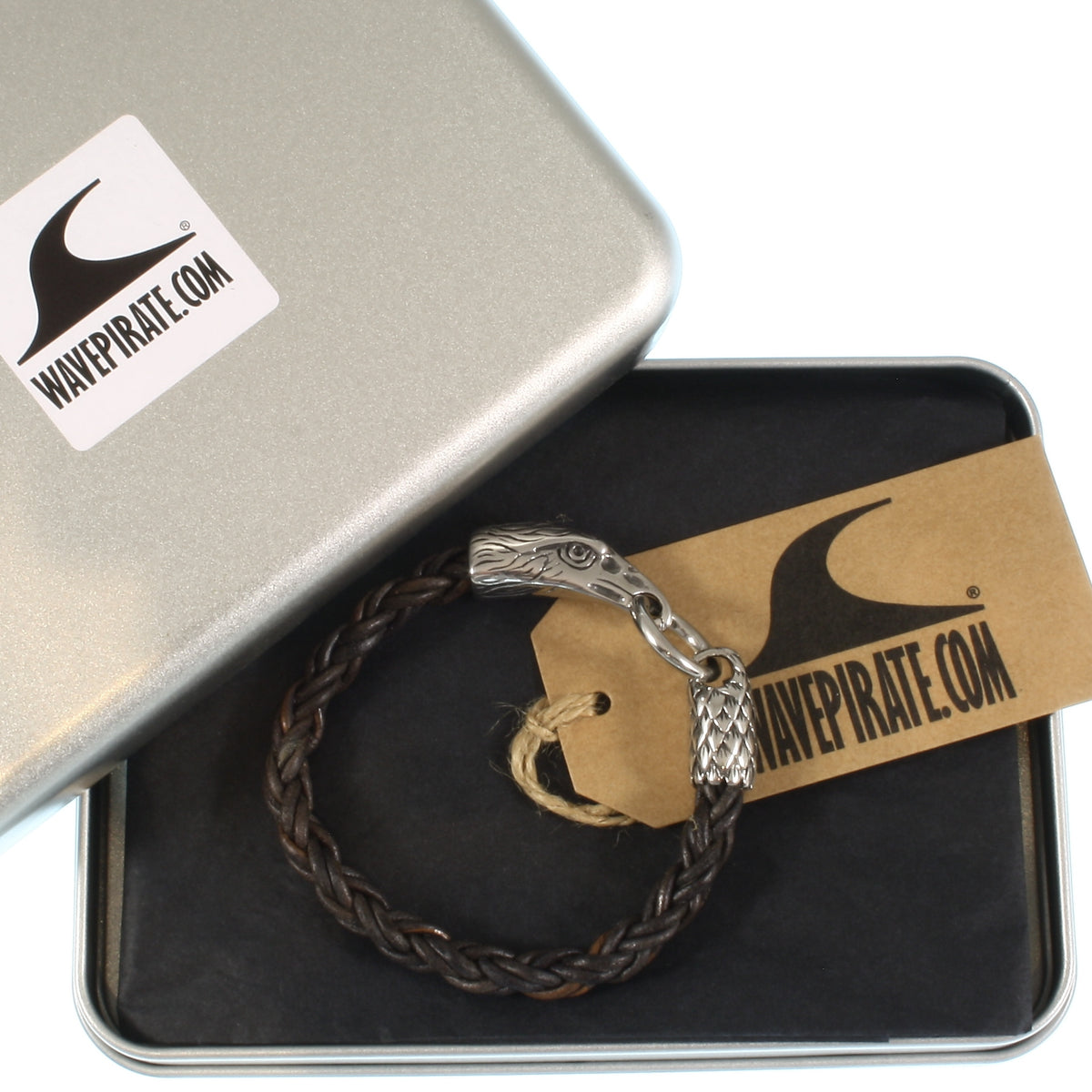 Leder-armband-Herren-eagle-adler-braun-geflochten-Edelstahlverschluss-geschenkverpackung-wavepirate-shop-zo