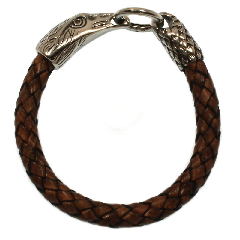 Leder-armband-Herren-eagle-adler-braun-geflochten-Edelstahlverschluss-vorn-wavepirate-shop-f