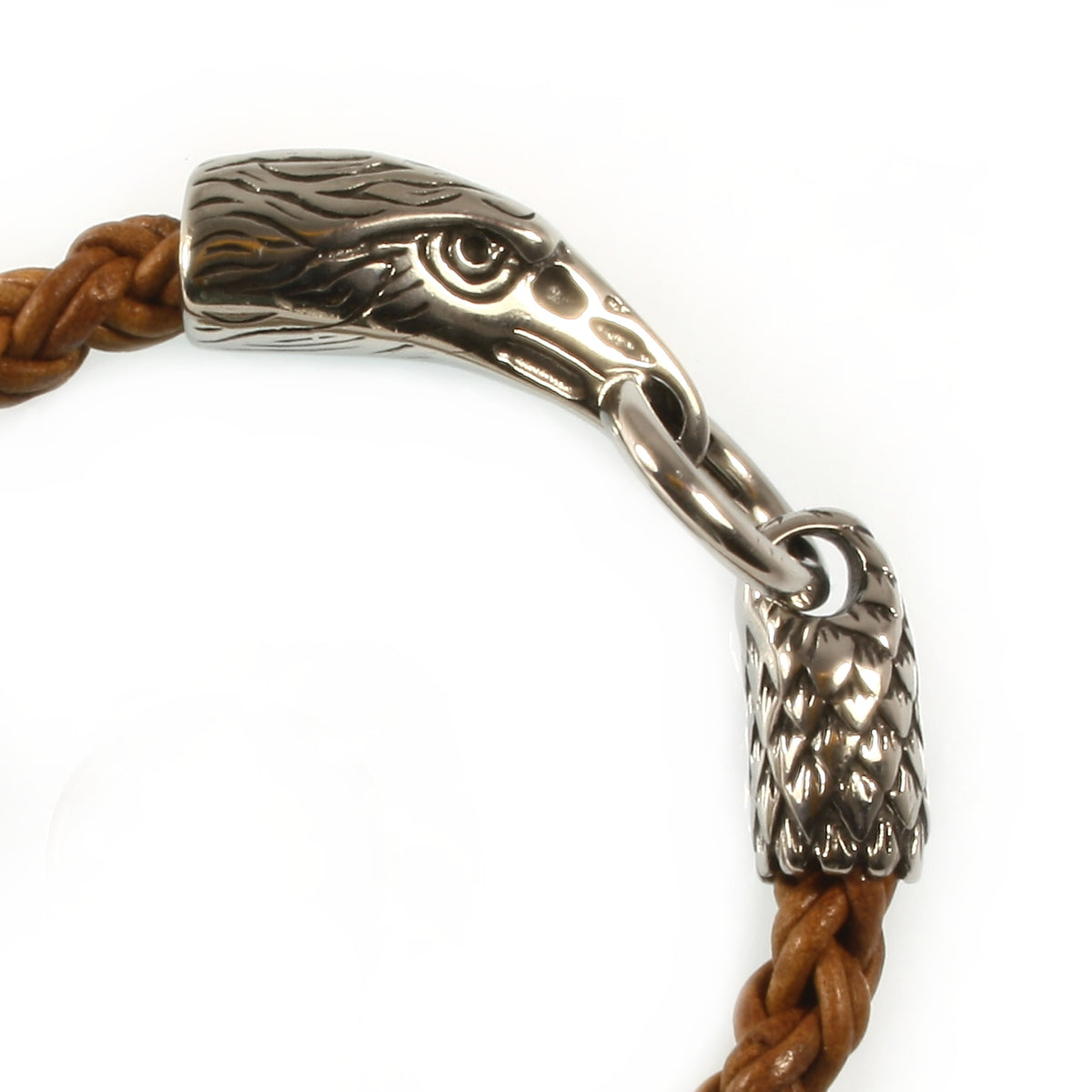 Leder-armband-Herren-eagle-adler-cognac-geflochten-Edelstahlverschluss-detail-wavepirate-shop-zo
