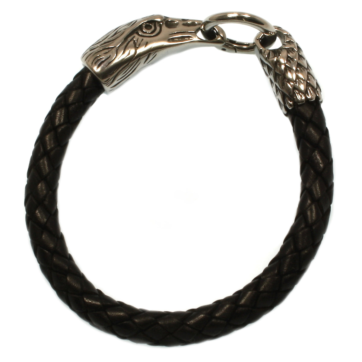 Leder-armband-Herren-eagle-adler-schwarz-geflochten-Edelstahlverschluss-vorn-wavepirate-shop-f