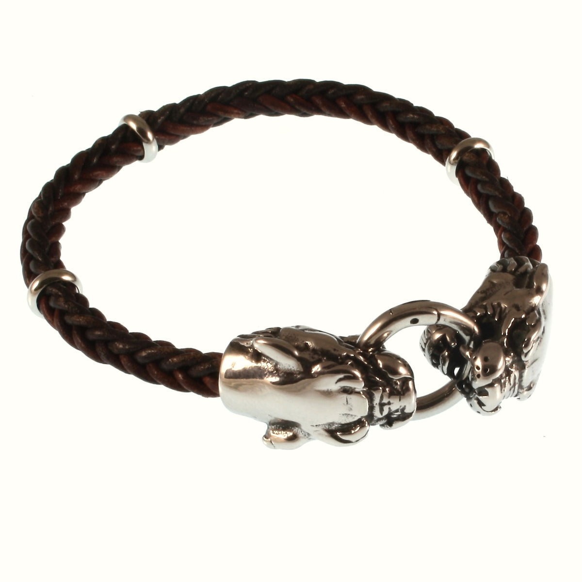 Leder-armband-Herren-lion-braun-geflochten-Edelstahlverschluss-vorn-wavepirate-shop-81