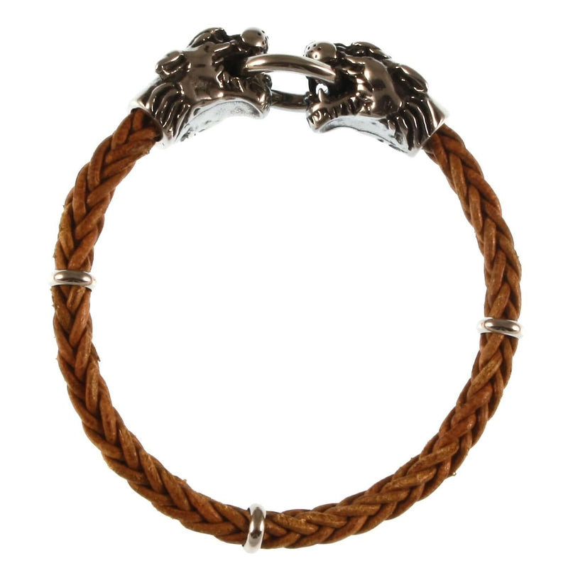 Leder-armband-Herren-lion-cognac-geflochten-Edelstahlverschluss-vorn-wavepirate-shop-8