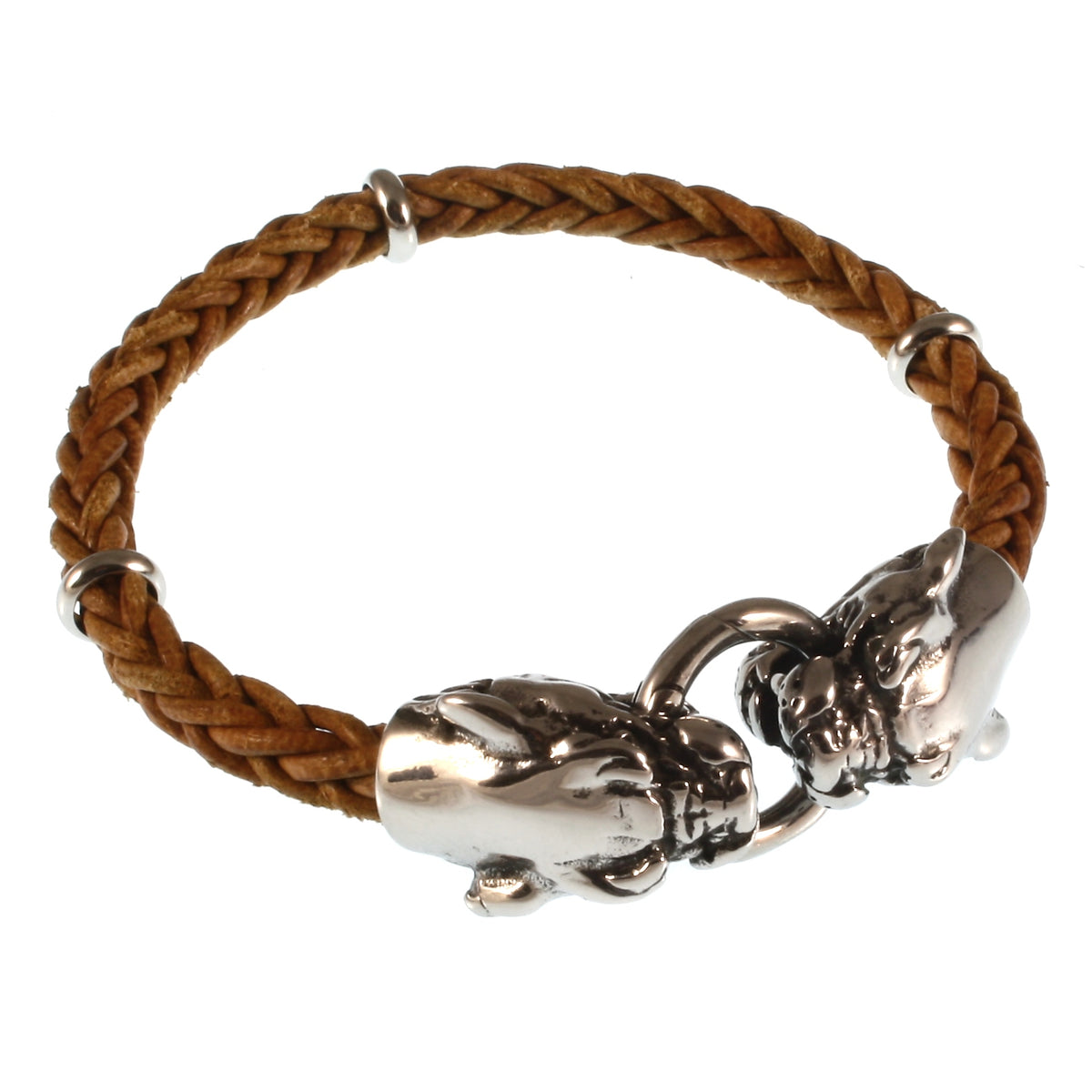 Leder-armband-Herren-lion-cognac-geflochten-Edelstahlverschluss-vorn-wavepirate-shop-81