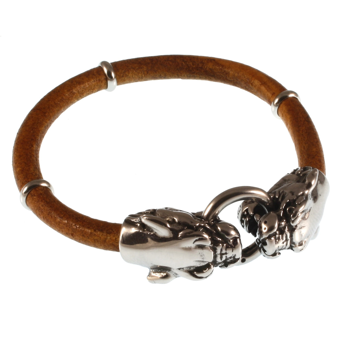 Leder-armband-Herren-lion-cognac-massiv-Edelstahlverschluss-vorn-wavepirate-shop-r1