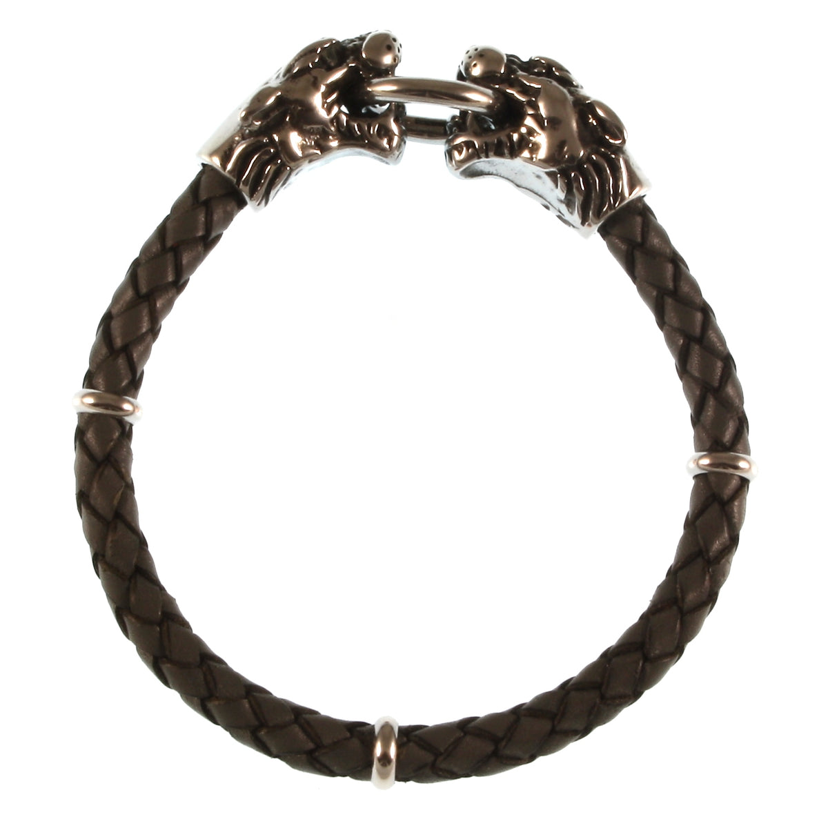 Leder-armband-Herren-lion-grau-geflochten-Edelstahlverschluss-vorn-wavepirate-shop-f