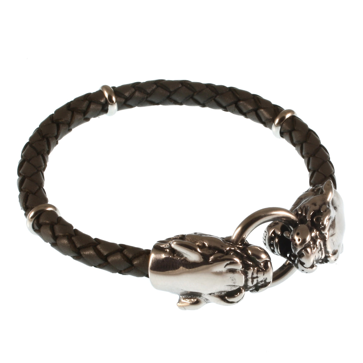 Leder-armband-Herren-lion-grau-geflochten-Edelstahlverschluss-vorn-wavepirate-shop-f1