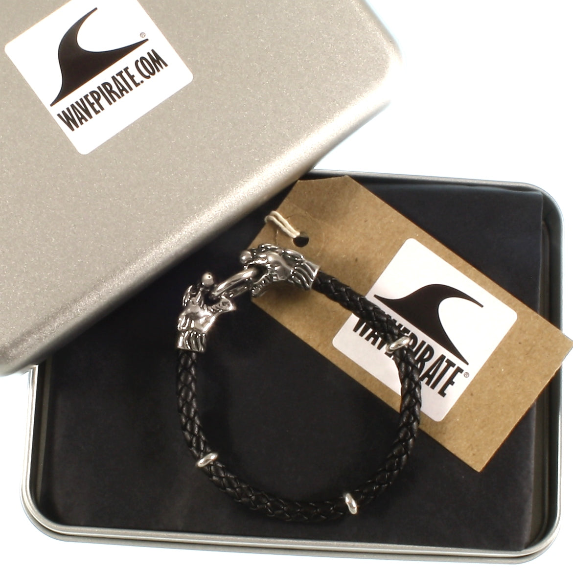 Leder-armband-Herren-lion-schwarz-geflochten-Edelstahlverschluss-geschenkverpackung-wavepirate-shop-f