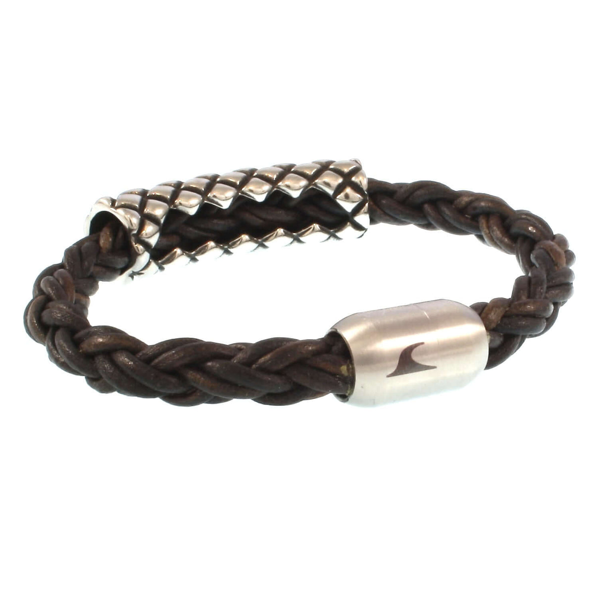 Leder-armband-Herren-max-braun-geflochten-Edelstahlverschluss-hinten-wavepirate-shop-z