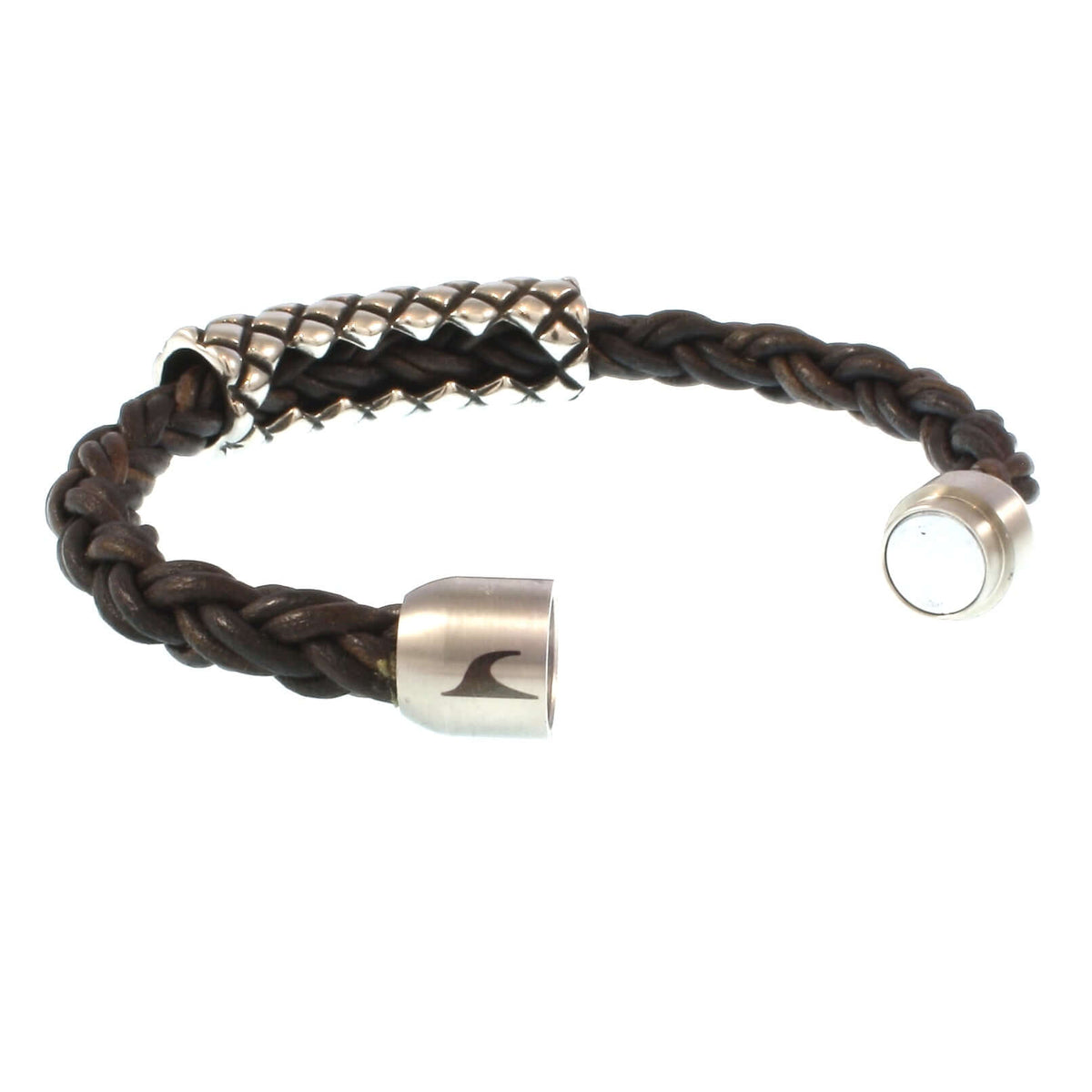 Leder-armband-Herren-max-braun-geflochten-Edelstahlverschluss-offen-wavepirate-shop-z
