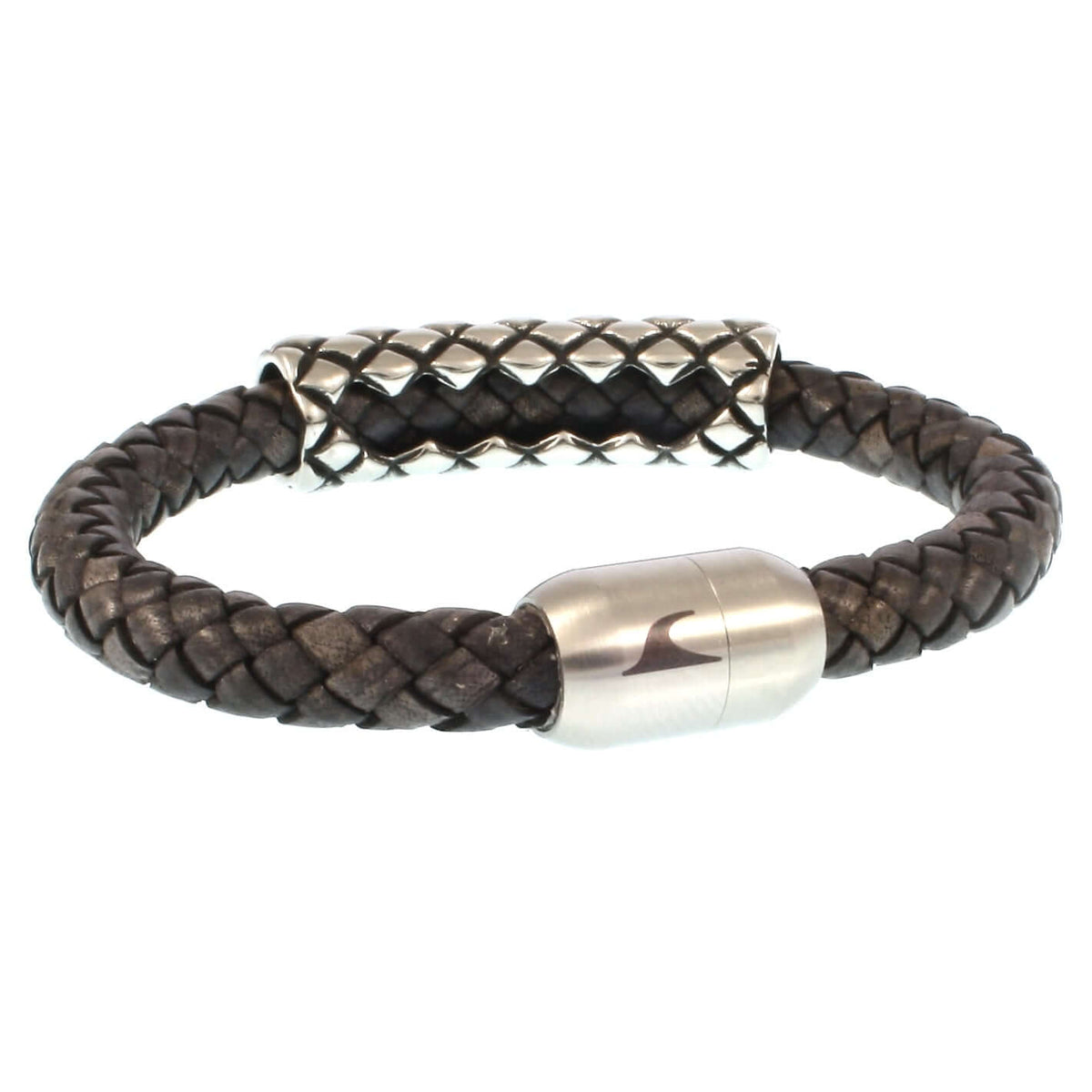 Leder-armband-Herren-max-grau-geflochten-Edelstahlverschluss-vorn-wavepirate-shop-f1