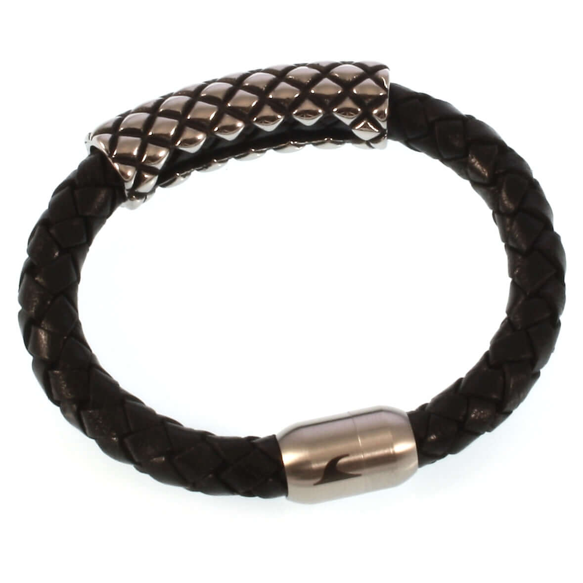 Leder-armband-Herren-max-schwarz-geflochten-Edelstahlverschluss-vorn-wavepirate-shop-f3