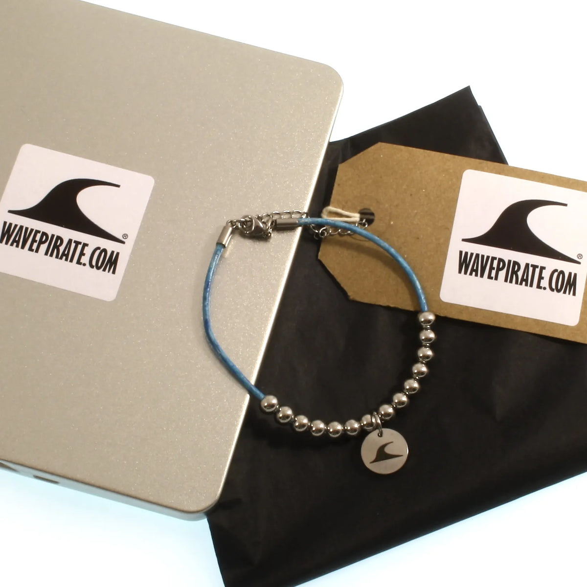 Leder-armband-damen-Herren-fusskette-aloha-blau-Edelstahlverschluss-geschenkverpackung-wavepirate-shop-z2