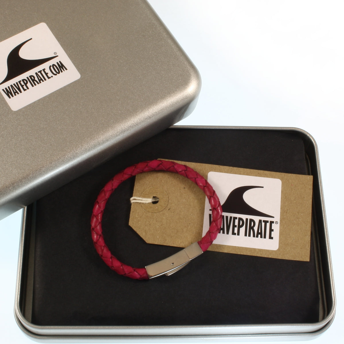 Leder-armband-damen-Herren-one-himbeer-geflochten-Edelstahlverschluss-geschenkverpackung-wavepirate-shop-f