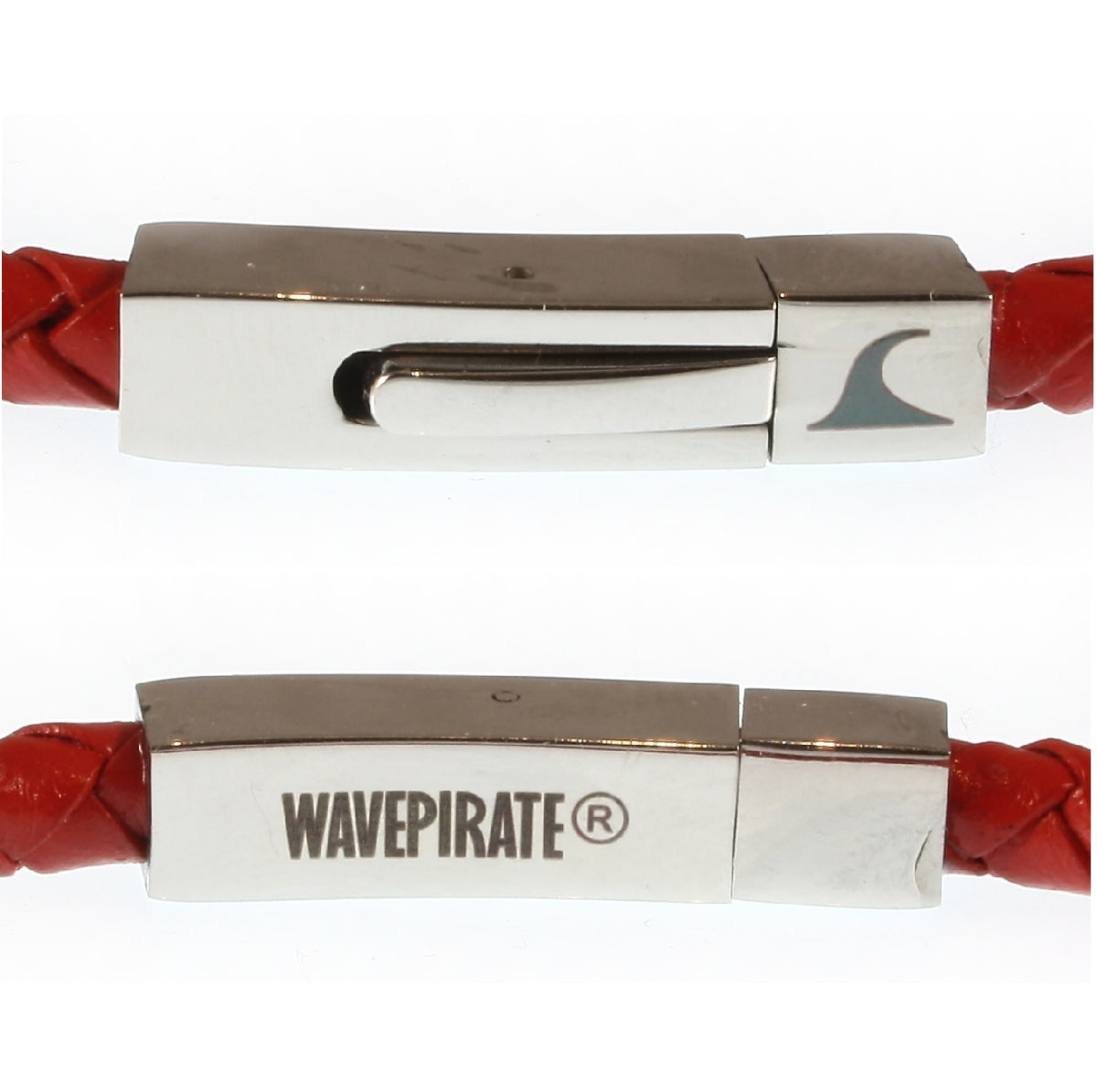 Leder-armband-damen-Herren-one-rot-geflochten-Edelstahlverschluss-detail-wavepirate-shop-f