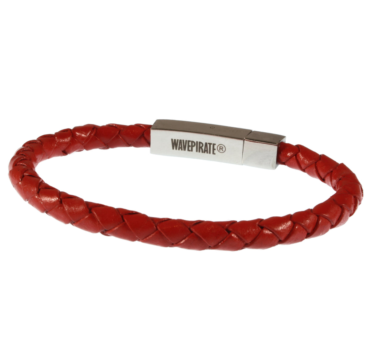 Leder-armband-damen-Herren-one-rot-geflochten-Edelstahlverschluss-hinten-wavepirate-shop-f