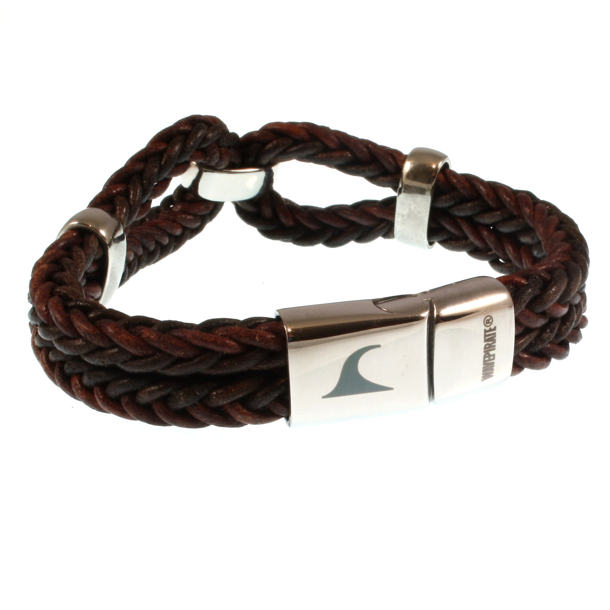 Lederarmband-Damen-roma-braun-geflochten-Edelstahlverschluss-hinten-wavepirate-shop-r