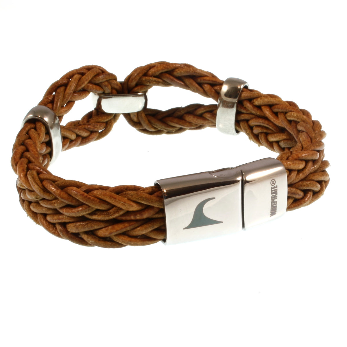Lederarmband-Damen-roma-cognac-geflochten-Edelstahlverschluss-hinten-wavepirate-shop-r